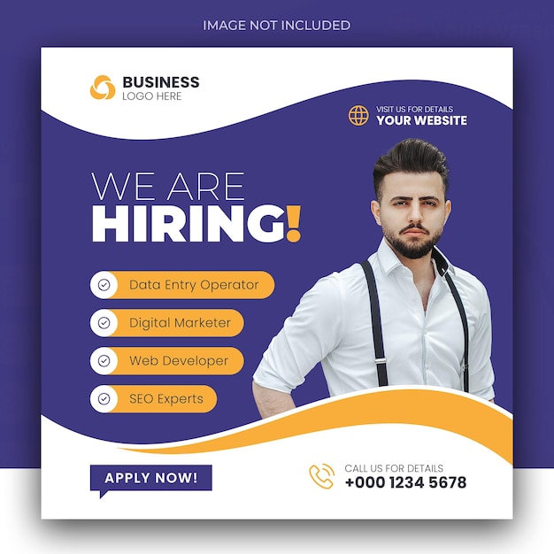 We are hiring job vacancy web banner and social media post template