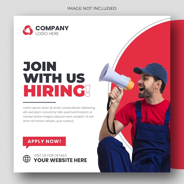 We are hiring job vacancy web banner and social media post template