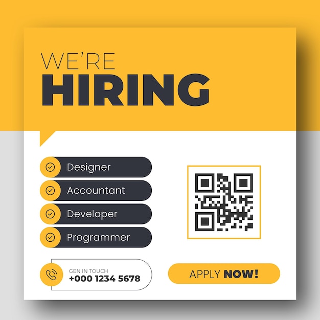 We are hiring job vacancy web banner and social media post template