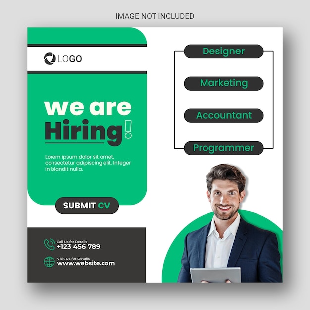 We are hiring job vacancy web banner and social media post template