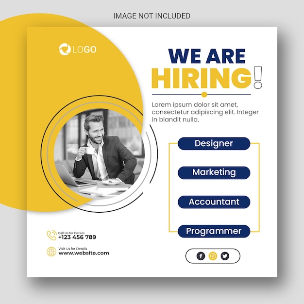 PSD we are hiring job vacancy web banner and social media post template