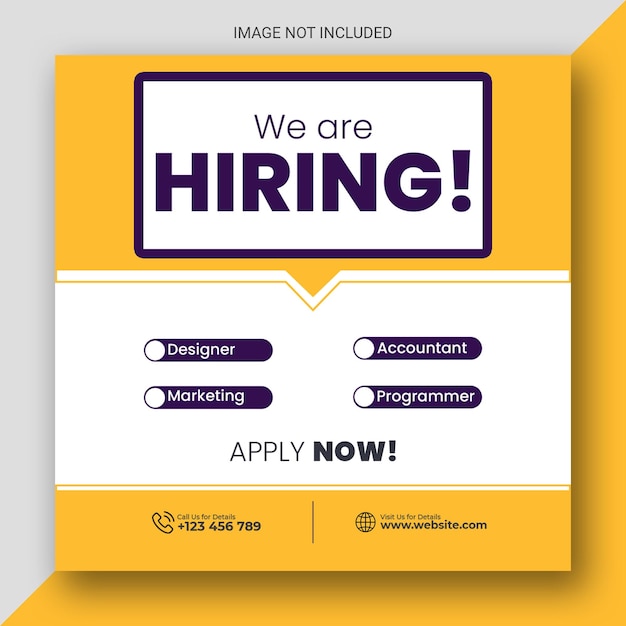 We are hiring job vacancy web banner and social media post template