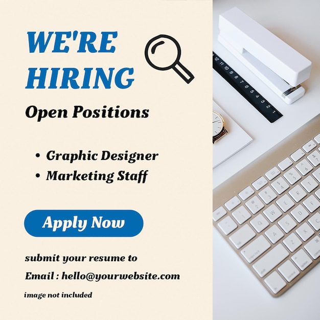 We Are Hiring Job Vacancy with Flat Design Concept