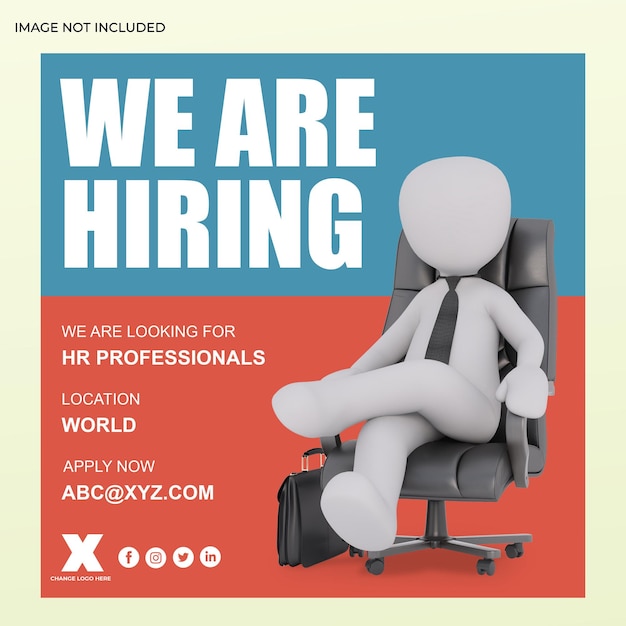 we are hiring orange blue minimalist design
