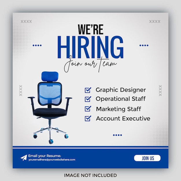 We are hiring poster job vacancy square banner or social media post template