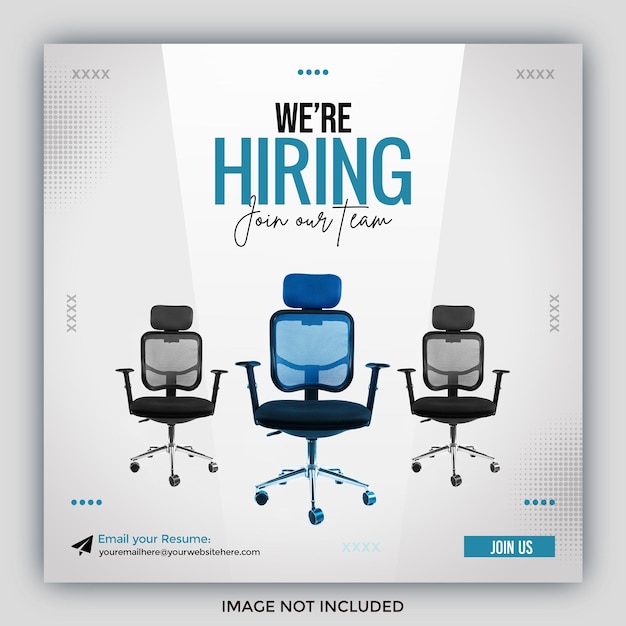 PSD we are hiring poster job vacancy square banner or social media post template