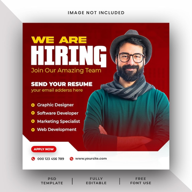 we are hiring social media instagram post banner template