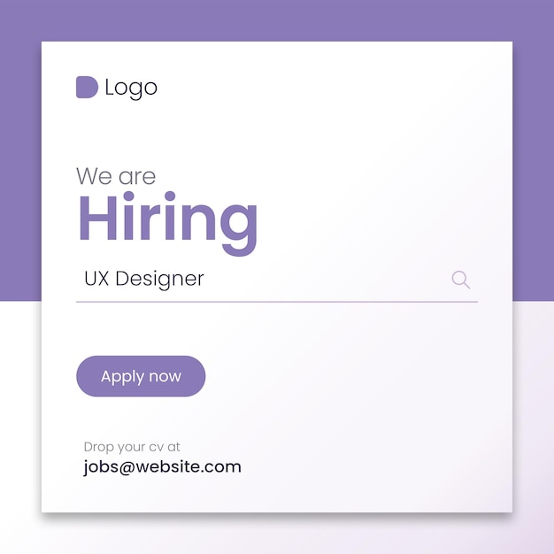 We are hiring ui ux design job vacancy web banner and social media post square template