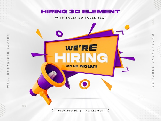 PSD we are hiring vacancy announcement banner template with editable text