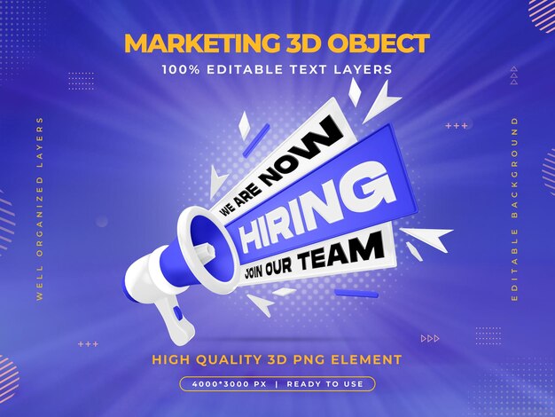 PSD we are hiring vacancy announcement banner template with editable text