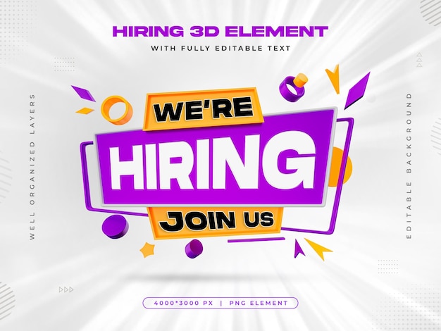 we are hiring vacancy announcement banner template with editable text