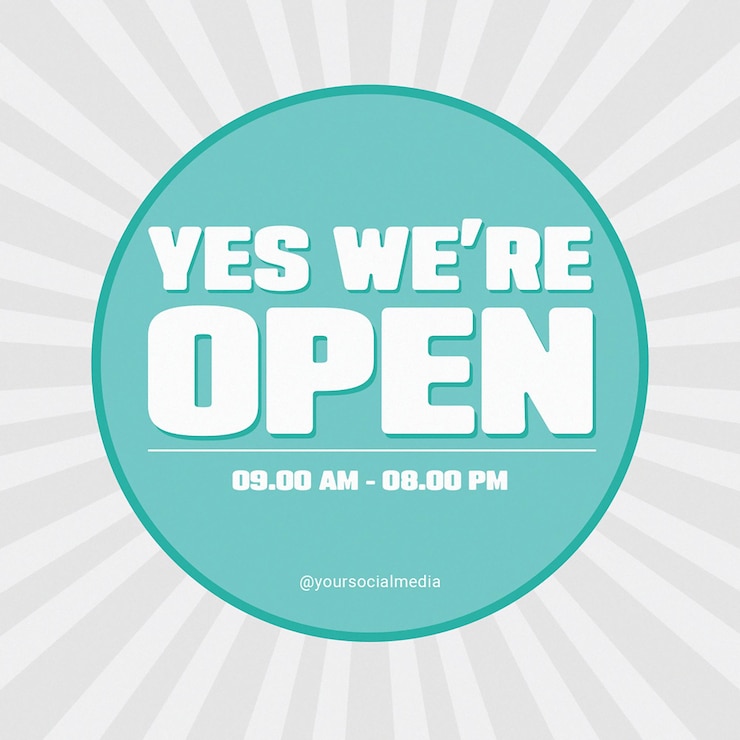PSD we are open store promotional typography design for social media and instagram post template psd