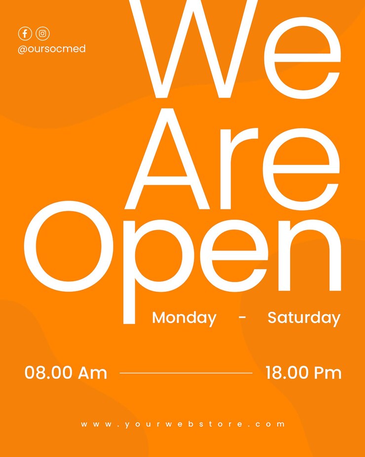 PSD we are open typography store promotional design for social media and instagram post template psd
