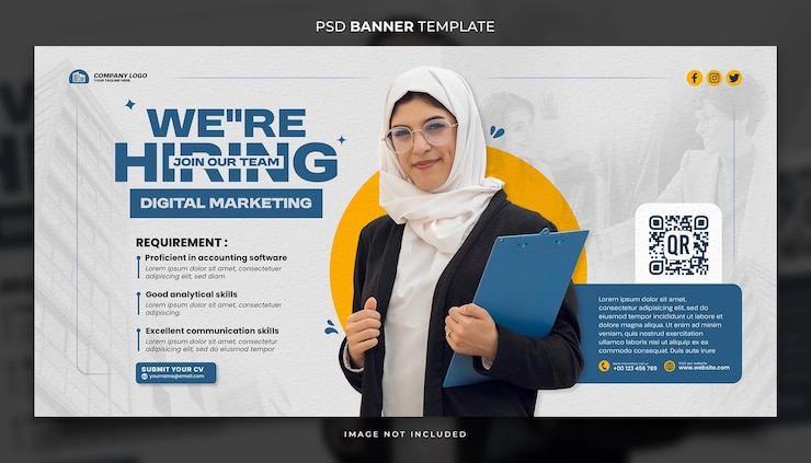 PSD we hebben werknemers nodig voor digitale marketing banners of cover templates.