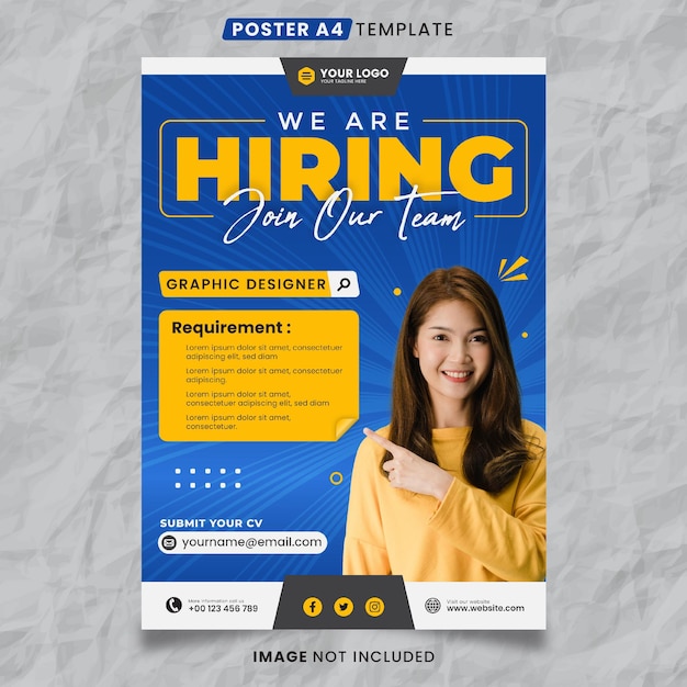 We huren Job Poster A4-sjabloon klaar om af te drukken