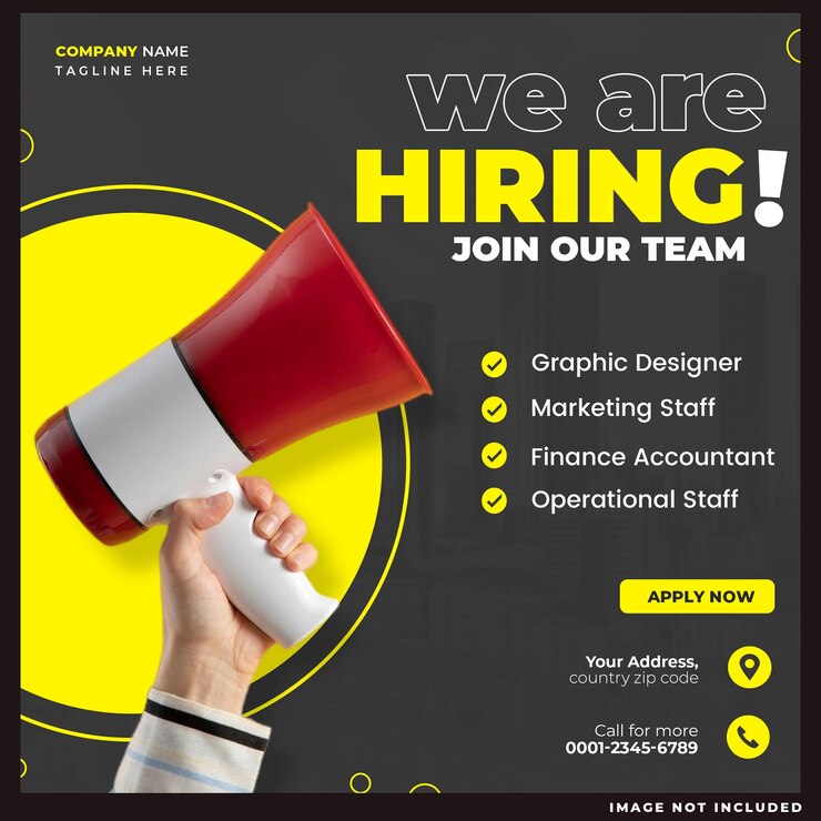 PSD we huren vacature vierkante banner of social media post sjabloon