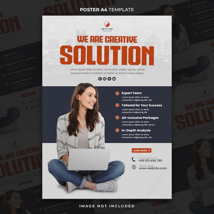 PSD we zijn creatieve oplossingen poster a4 of banner template