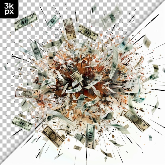 PSD wealth explosion isolated on transparent background