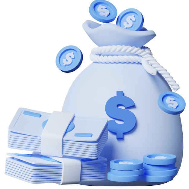 Объект Wealth Bag Money Finance Economy 3D (Бягство, деньги, финансы, экономика, 3D-объект)