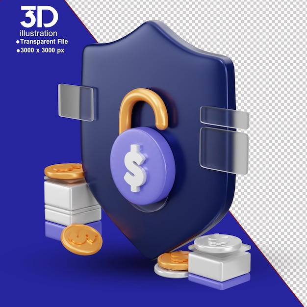 PSD Богатый бизнес и финансы 3d icon финансовая безопасность