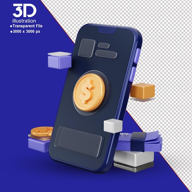 PSD affari ricchi amp finanza icona 3d mobile banking