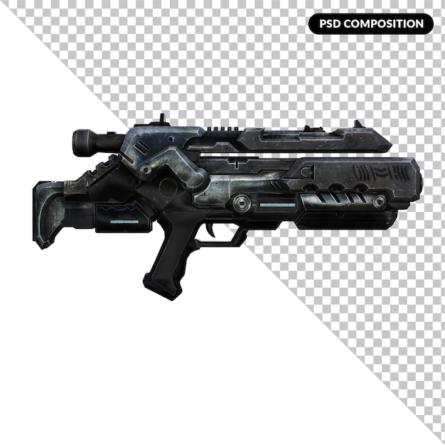 PSD weapons max effect isolated 3d rendering