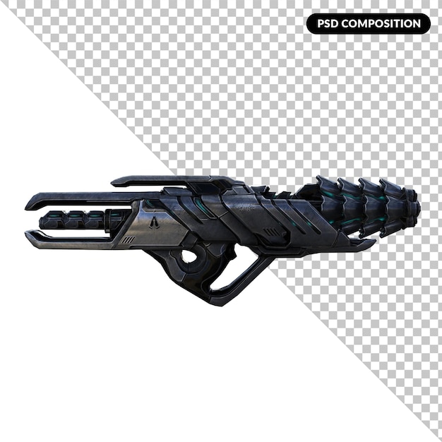 PSD weapons max effect isolated 3d rendering