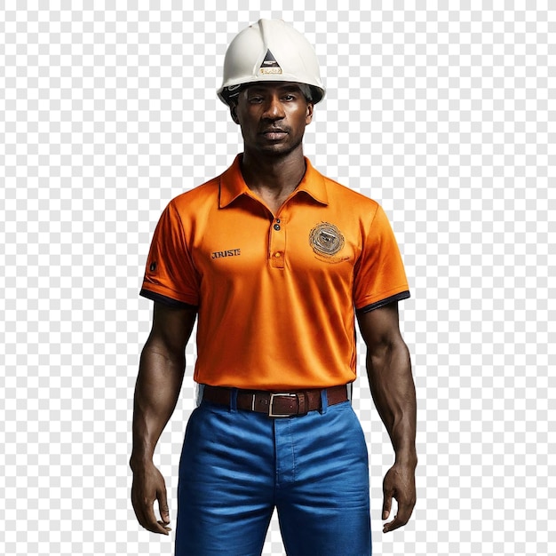 PSD wearing safety helmet png isolated on transparent background