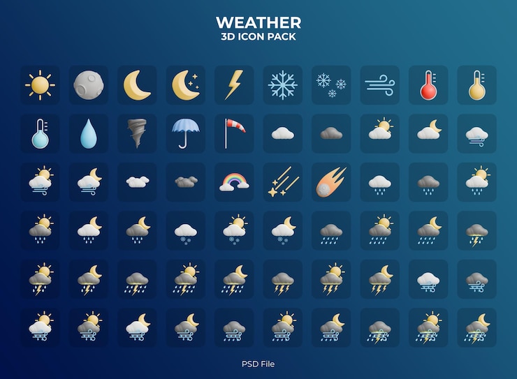 PSD weather 3d icon pack