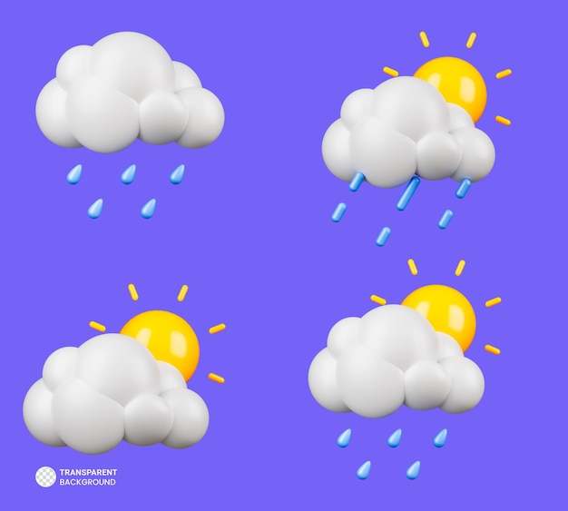 Icone meteo 3d impostate illustrazione