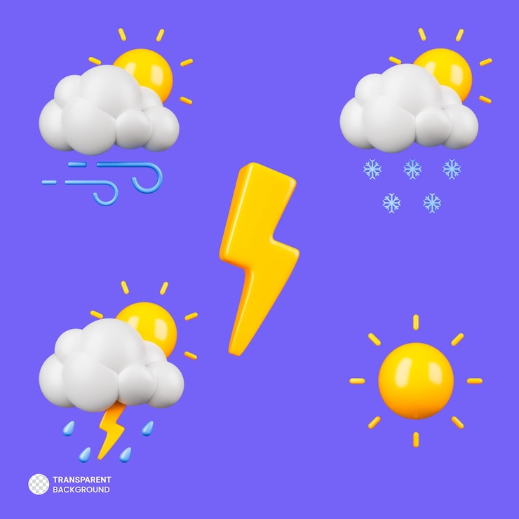 PSD weather 3d icons set illustration