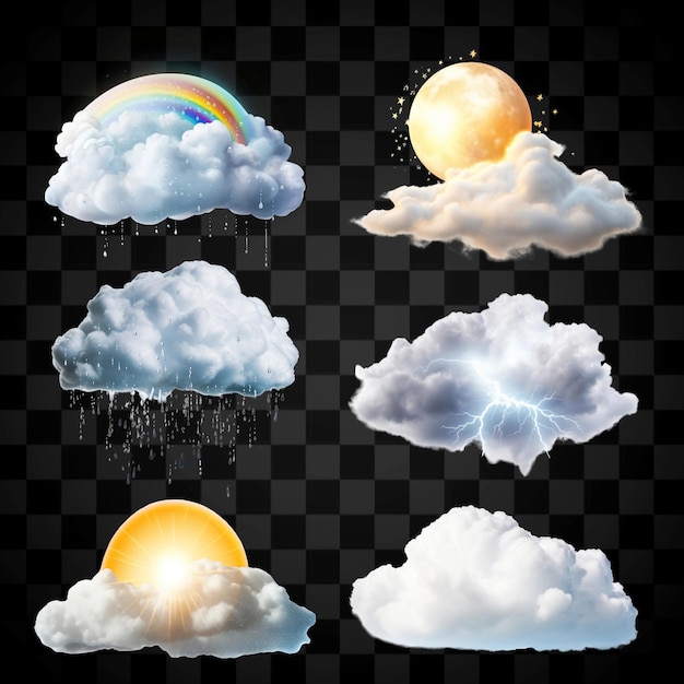 Weather cloud design element psd set