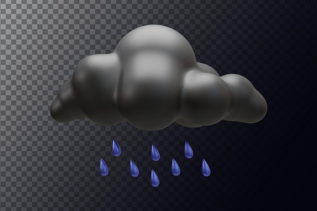 PSD weather report 3d ui icon rain cloud icon