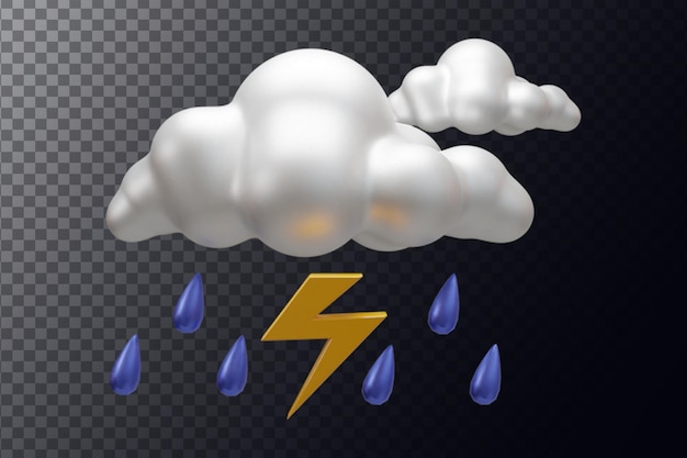 Weather report 3d ui icon sun and rain cloud icon