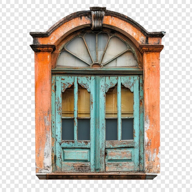 PSD weathered teal window charming aged beauty captivating old world allure