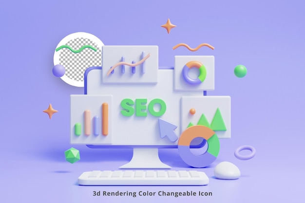 web analytics and seo marketing concept icon or 3d seo ranking analysis graph or seo graph report