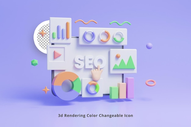 web analytics and seo marketing concept icon or 3d seo ranking analysis graph or seo graph report