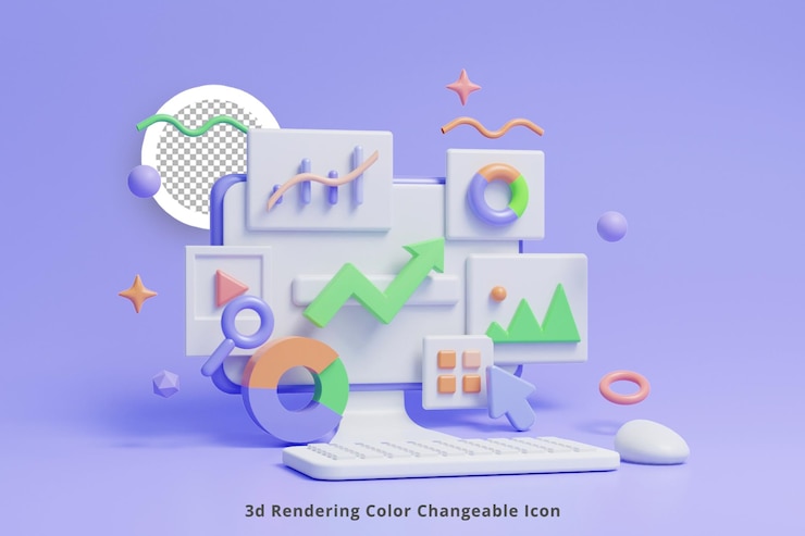 PSD web analytics and seo marketing concept icon or 3d seo ranking analysis graph or seo graph report