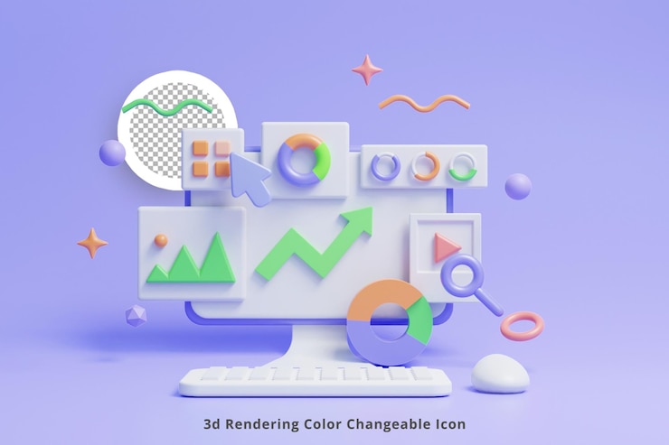 PSD web analytics and seo marketing concept icon or 3d seo ranking analysis graph or seo graph report