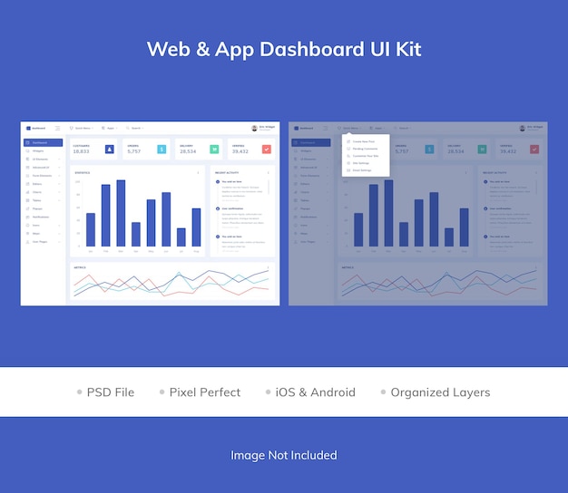 PSD kit interfaccia utente dashboard dell'app web