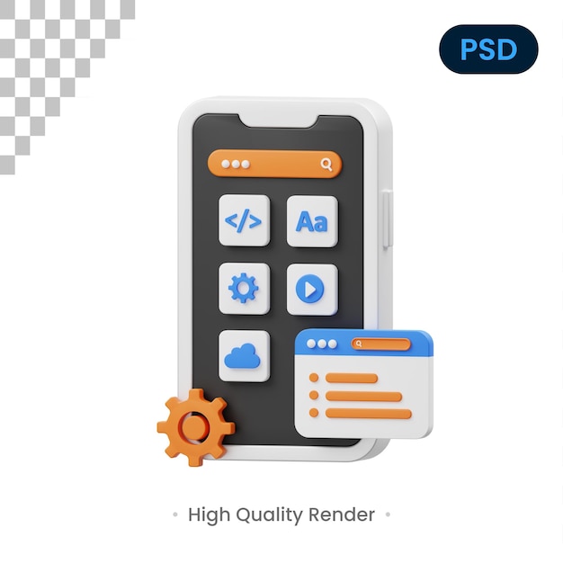 Web app development3d icon premium psd