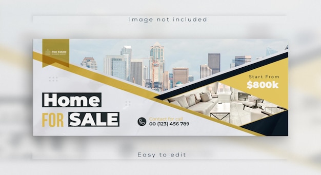 Web banner design for real estate modern home sales and facebook cover template design