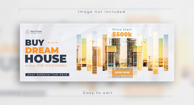 PSD web banner design for real estate modern home sales and facebook cover template design