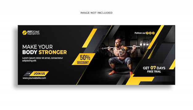 Web banner  template for gym fitness psd premium template