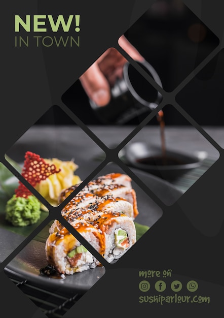 PSD web banner template for japanese restaurant