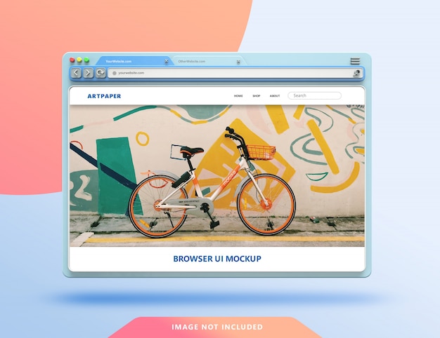 PSD web browser ui 3d mockup with pastel color