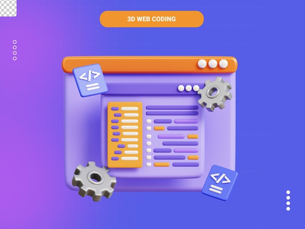 PSD web coding 3d illustration