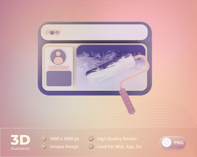 PSD illustrazione 3d di tema di web design