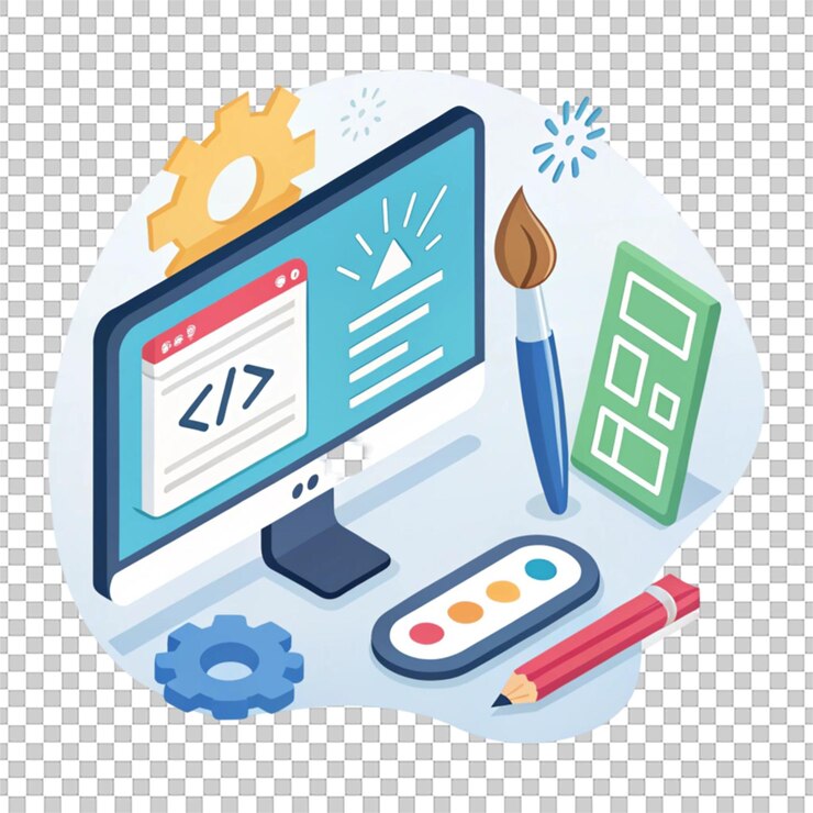 PSD web designer 3d icon with creative design isolated on white background for online visuals