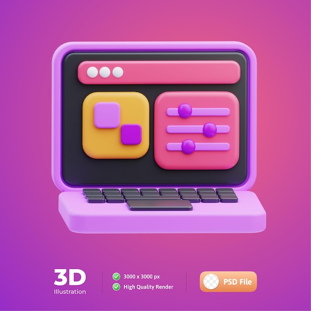 PSD Веб-разработка 3d-иллюстрации